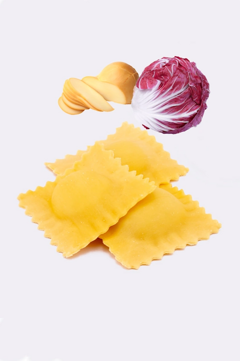 Ravioli Nudeln mit dünnem Teig und der Füllung "Veltlinertraum extra" - Trevisana und Scamorza, 250g von Pastificio